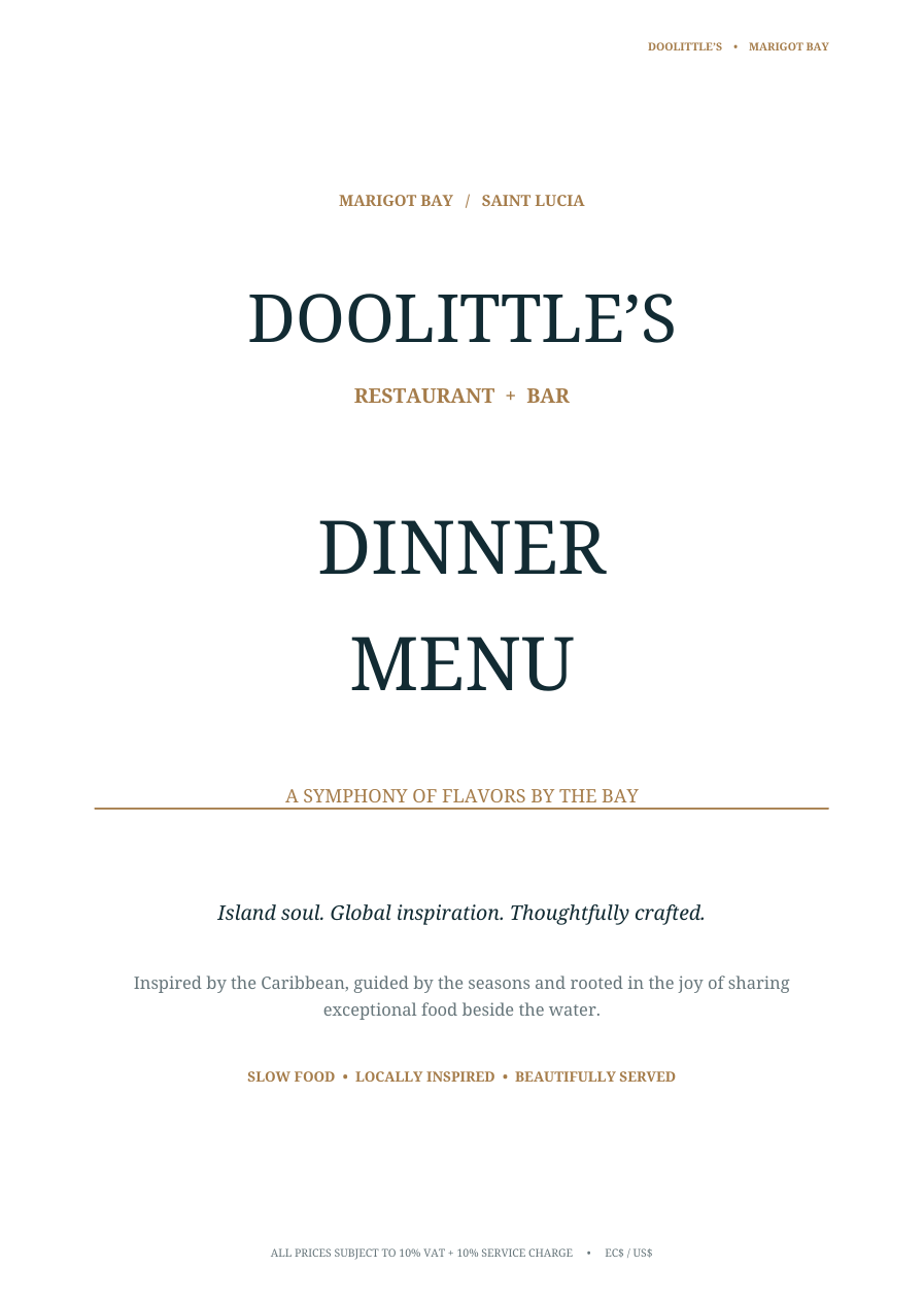 Doolittle’s new dinner menu cover, launching November 1, 2026