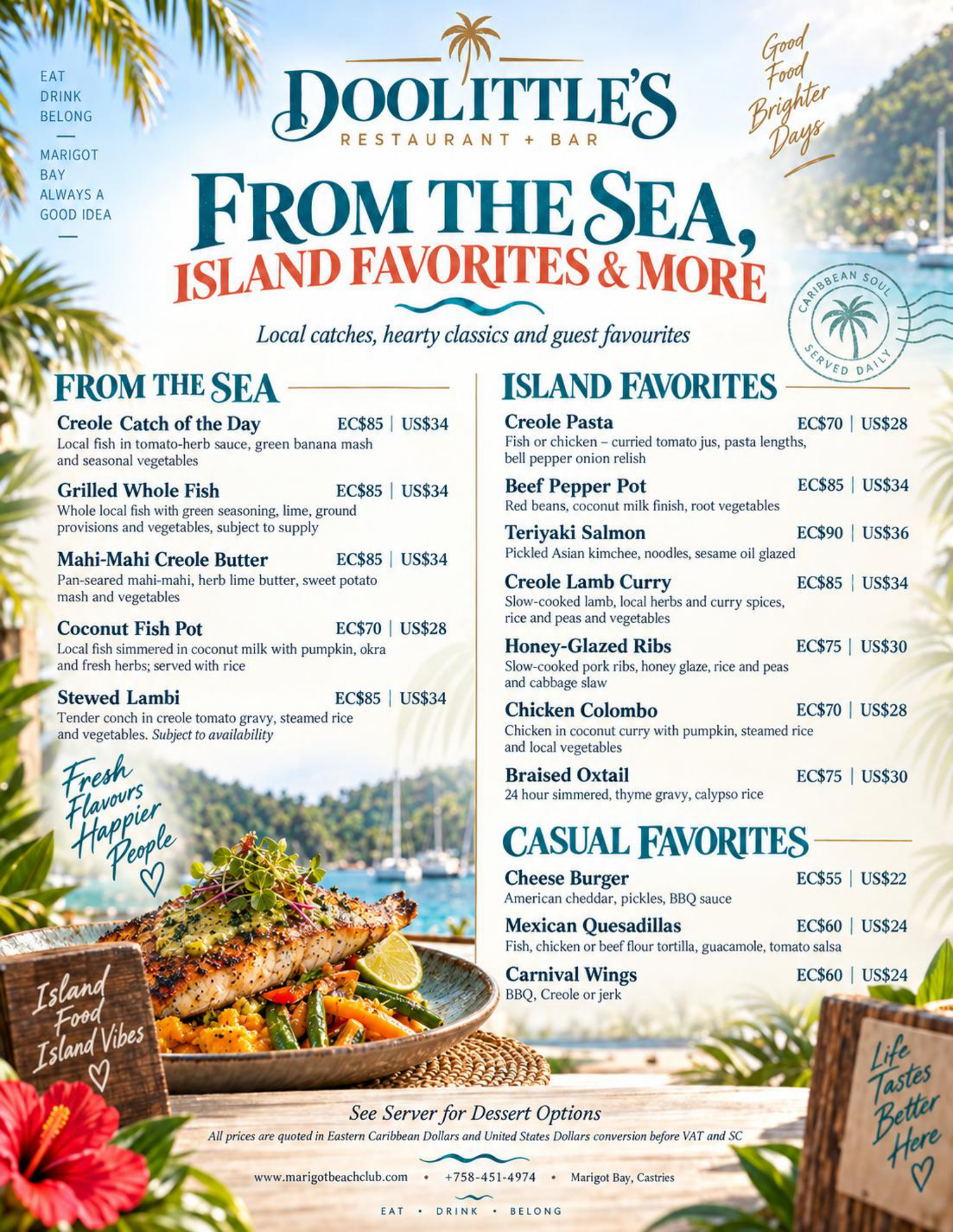 Doolittle’s lunch menu, page 3, available from November 1, 2026